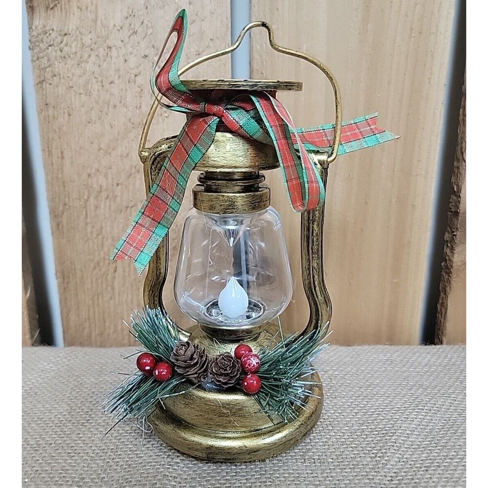 Christmas Holiday Gold Lantern 7.5" Tall New